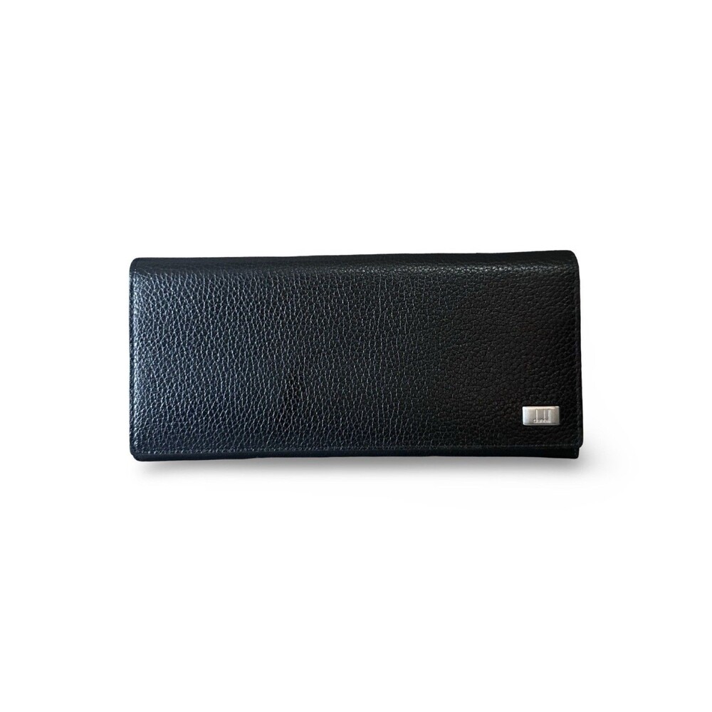 Dunhill Avorities Black pebbled Wallet Silver Hardware